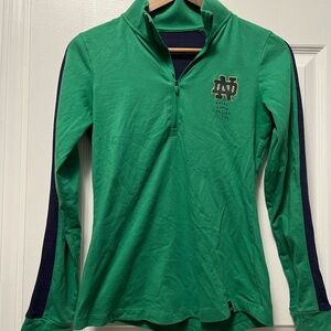 Notre Dame Women’s Quarterzip Green Long Sleeve Shirt